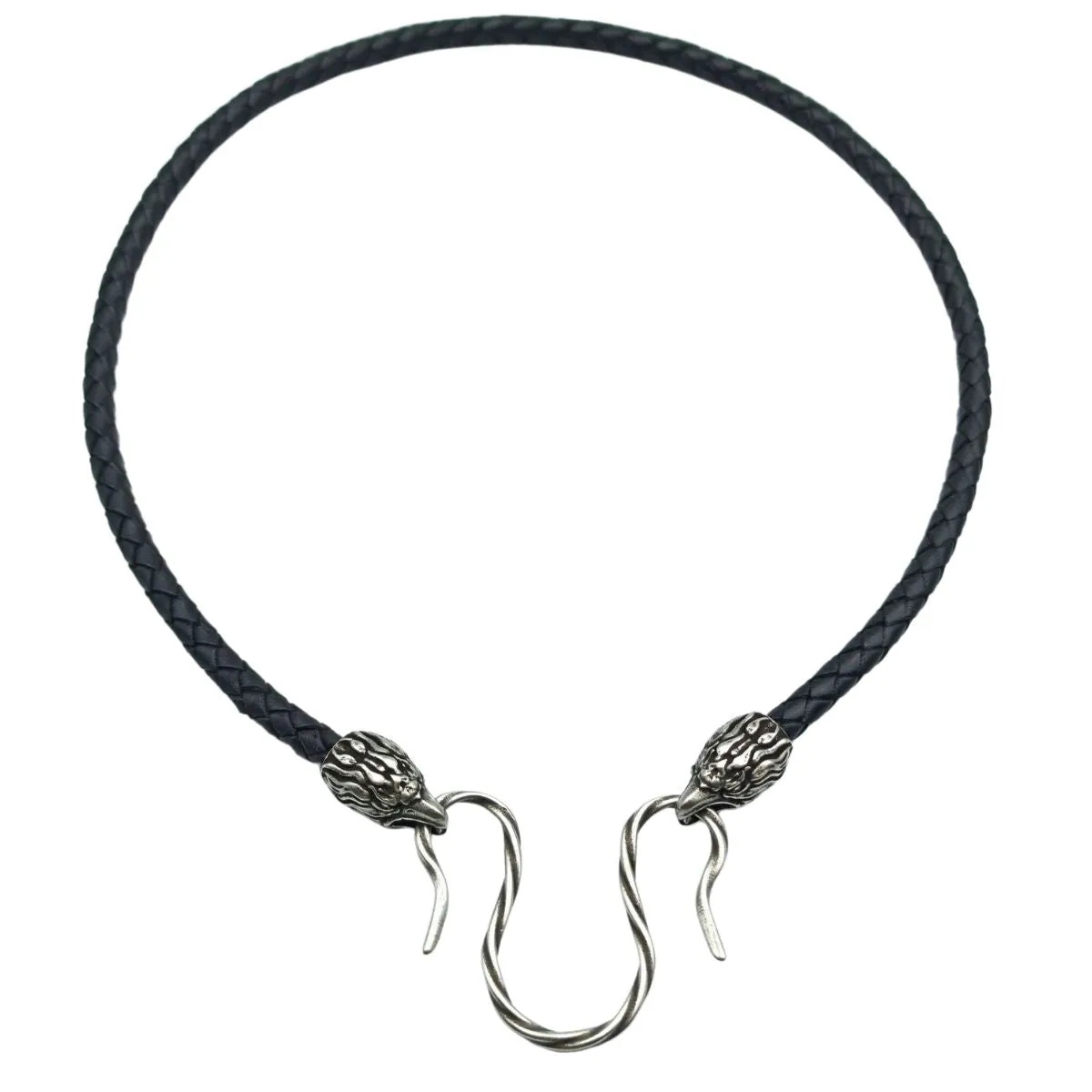 Eagle leather necklace with Silver clasps