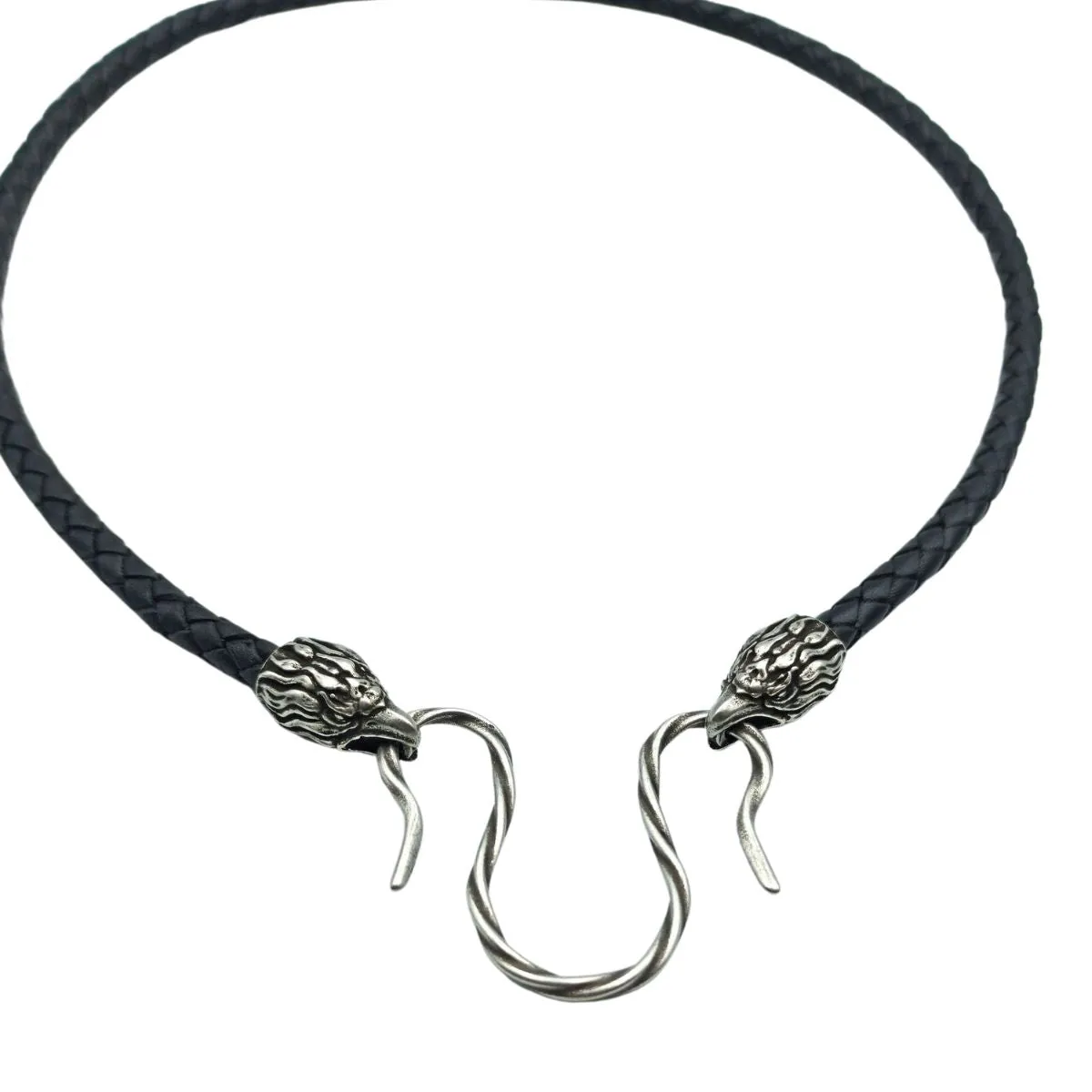 Eagle leather necklace with Silver clasps