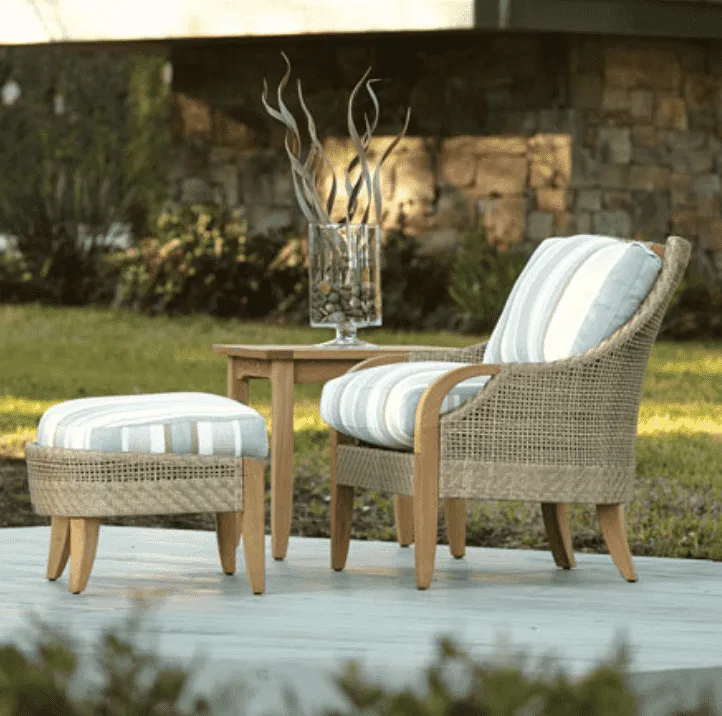 Eastern Shores Woven & Teak Outdoor Ottoman