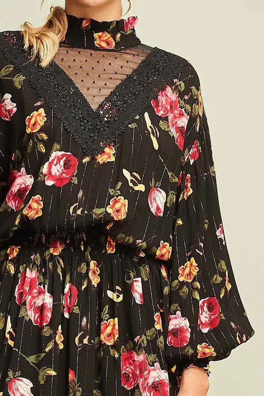 EISLEY LUREX FLORAL DRESS-