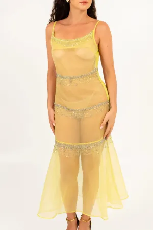 Elara Sheer Dress Yellow