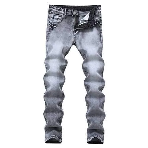 Elastic Straight Casual Washed Slim Jeans