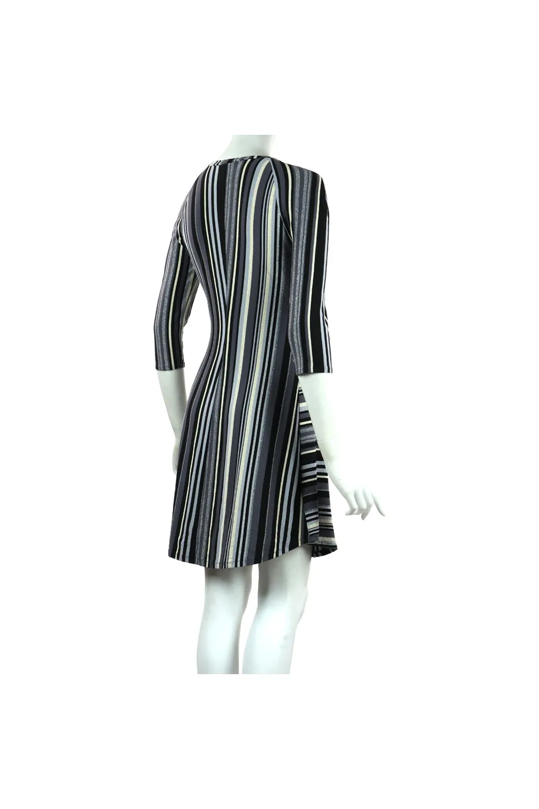 ELENORE 3/4 Sleeves Flared Striped Dress
