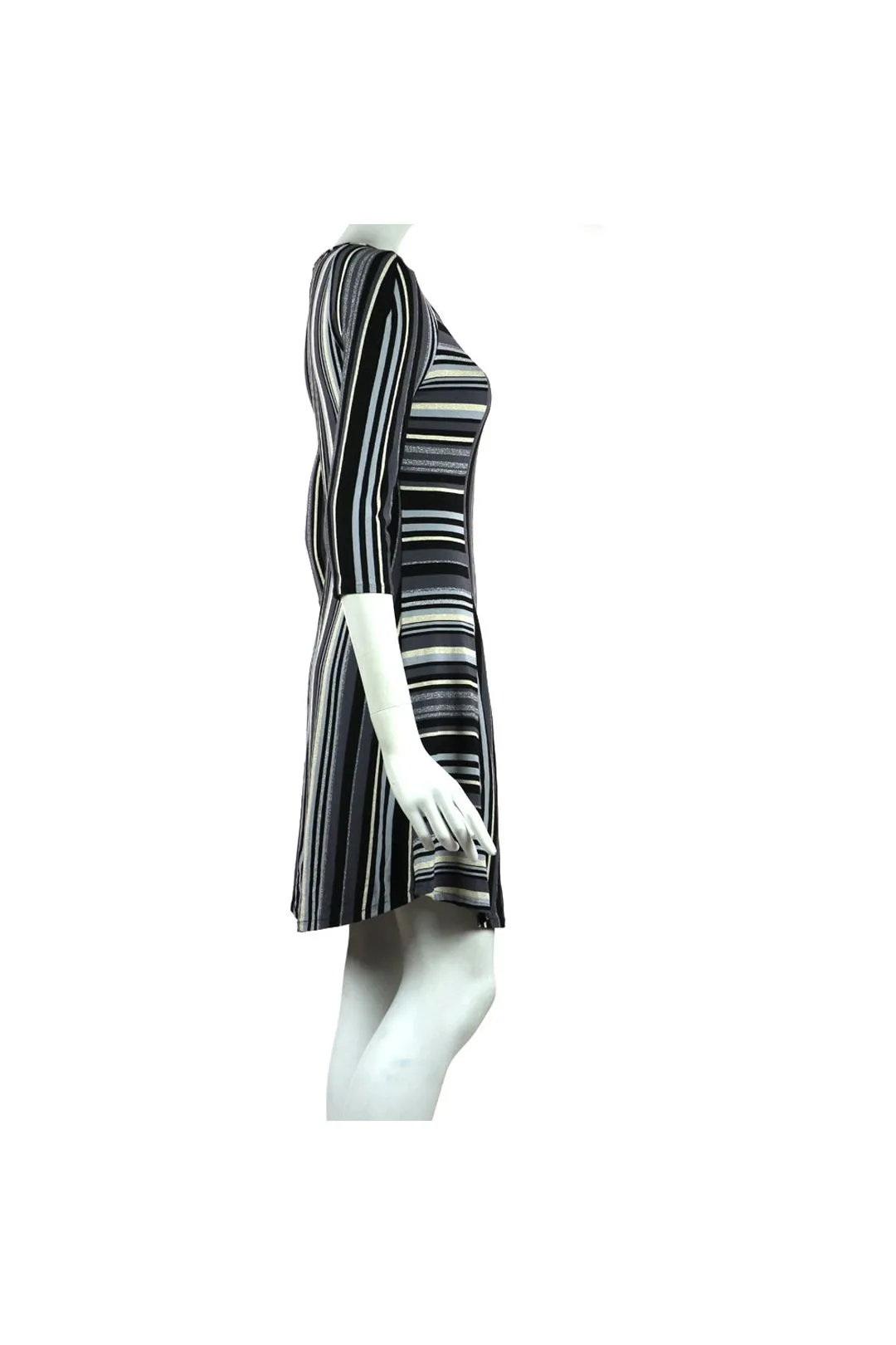 ELENORE 3/4 Sleeves Flared Striped Dress