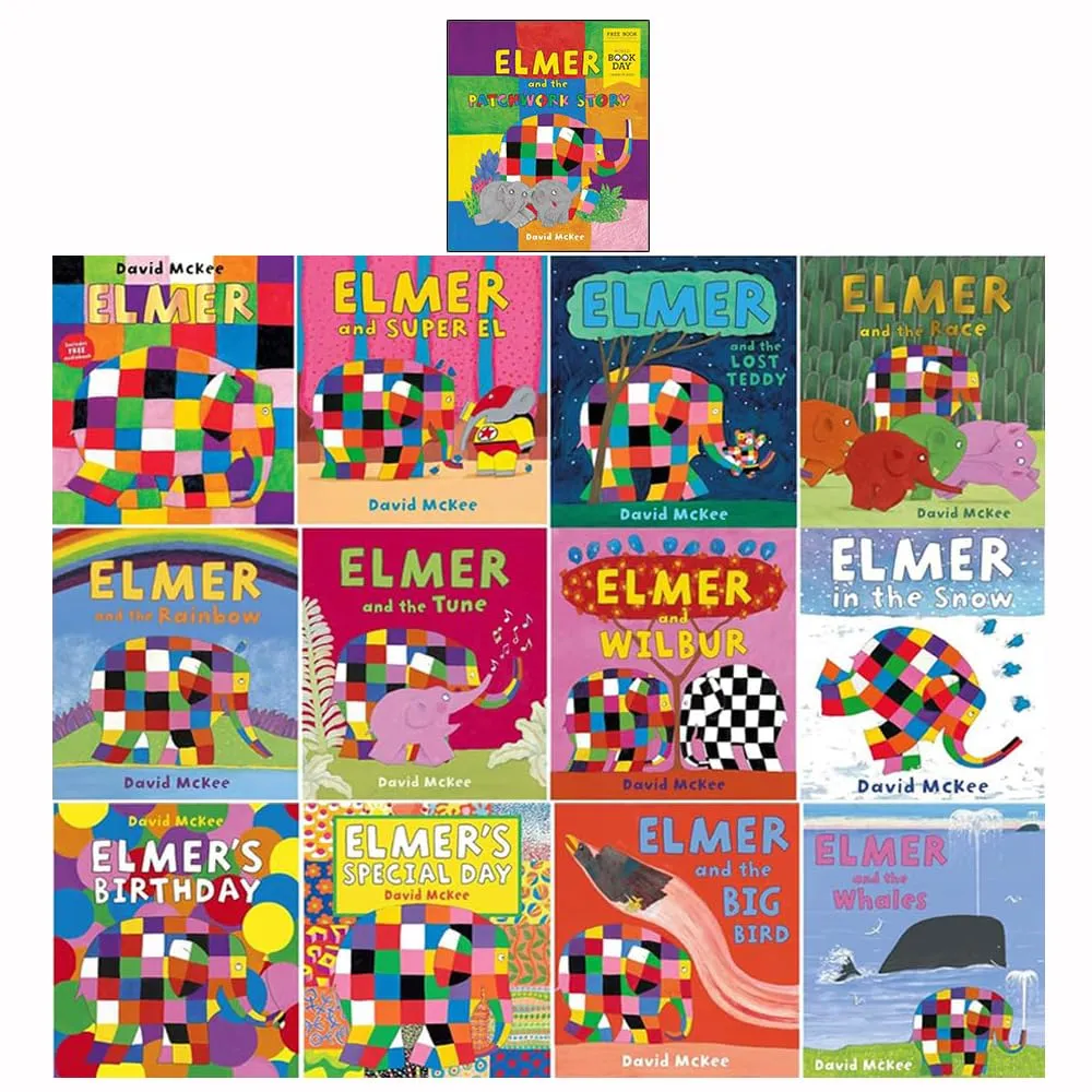 Elmer 13 Books Collection Set Children Picture Flats by David McKee Including World Book Day 2024(Elmer and the Patchwork Story, Super El, Elmer, Lost Teddy, Race, Rainbow, Tune, etc)
