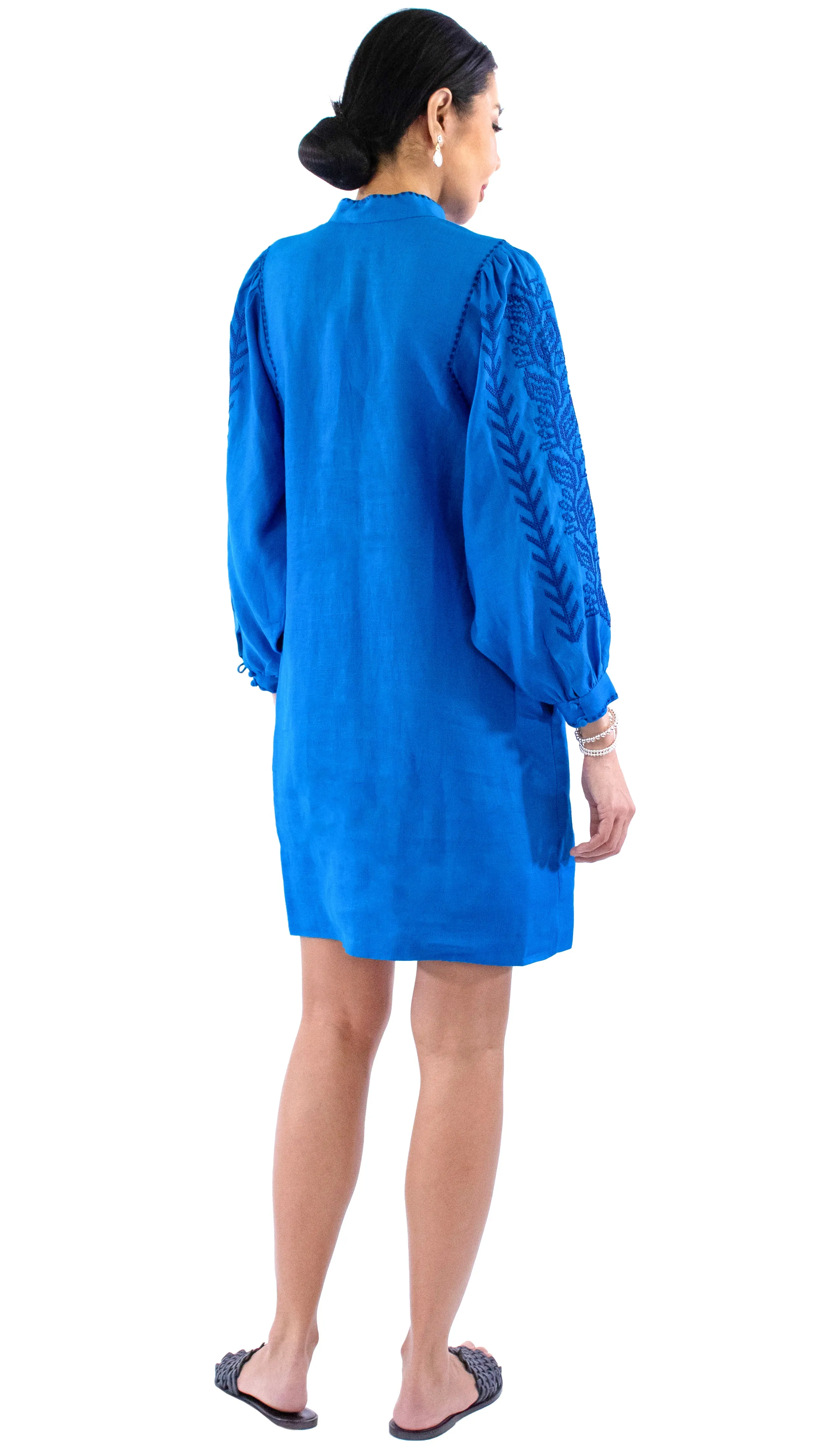 Embroidered Dress - Electric Blue