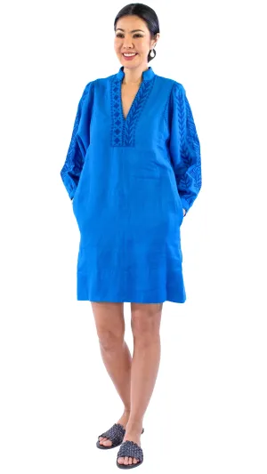 Embroidered Dress - Electric Blue