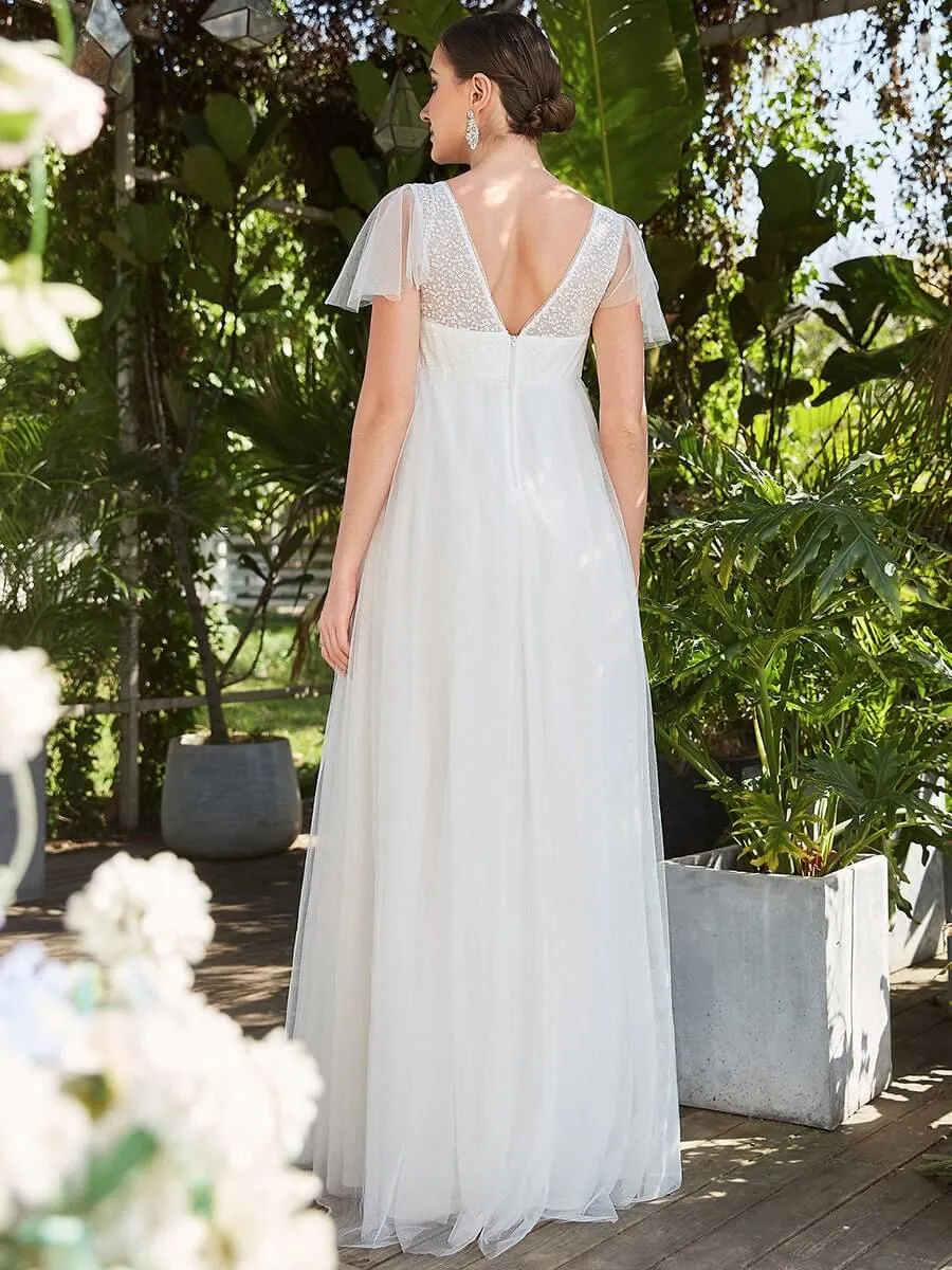 Erika maternity flutter sleeve wedding dress in ivory Express NZ wide
