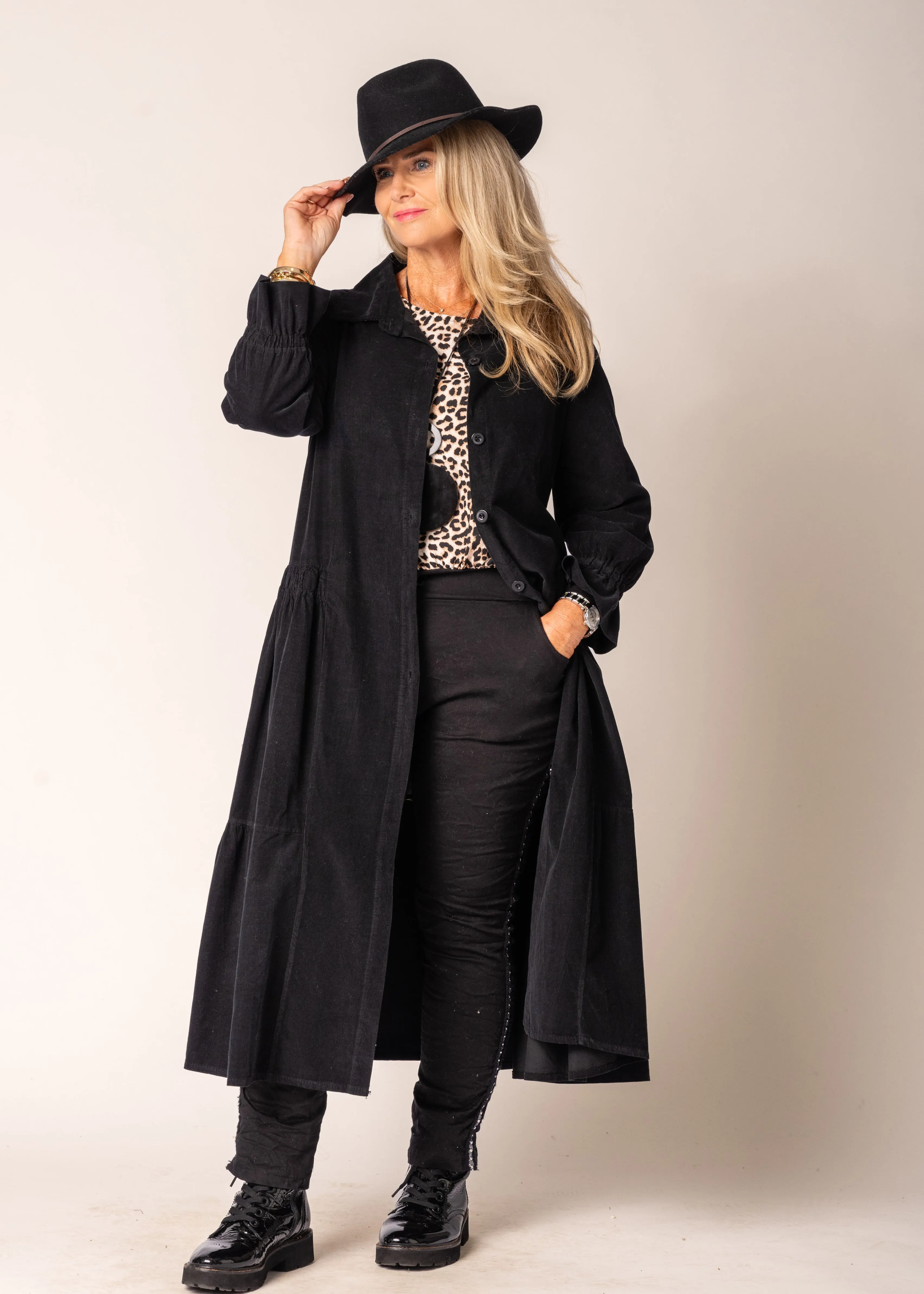 Erin Cotton Dress in Onyx