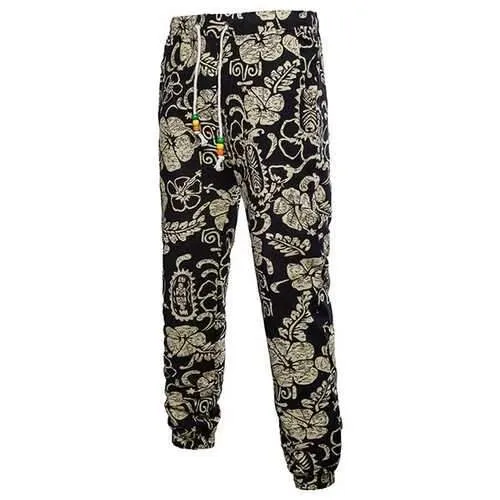 Ethnic Style 3D Printed Linen Casual Pants