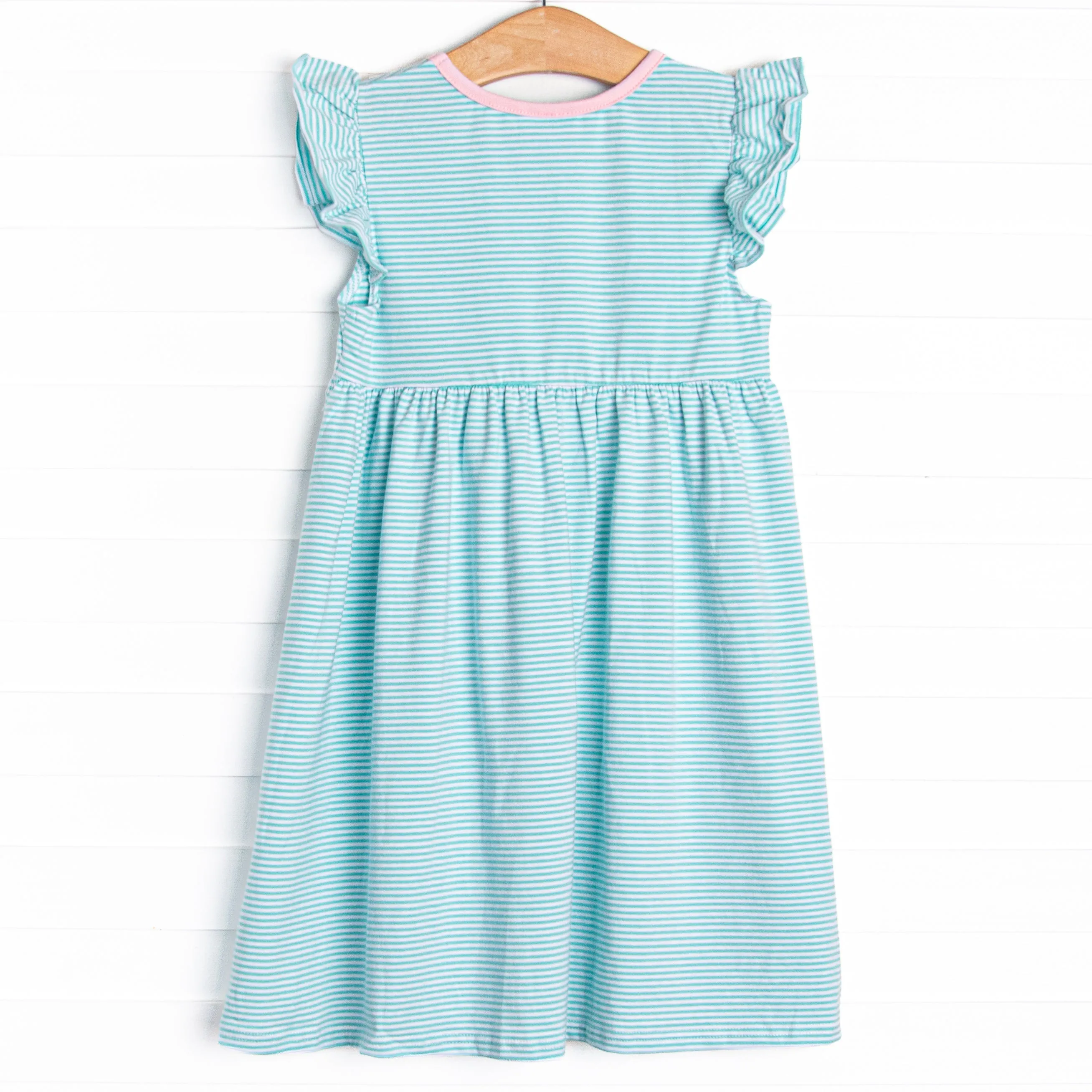Everly Dress, Pink and Mint Stripe