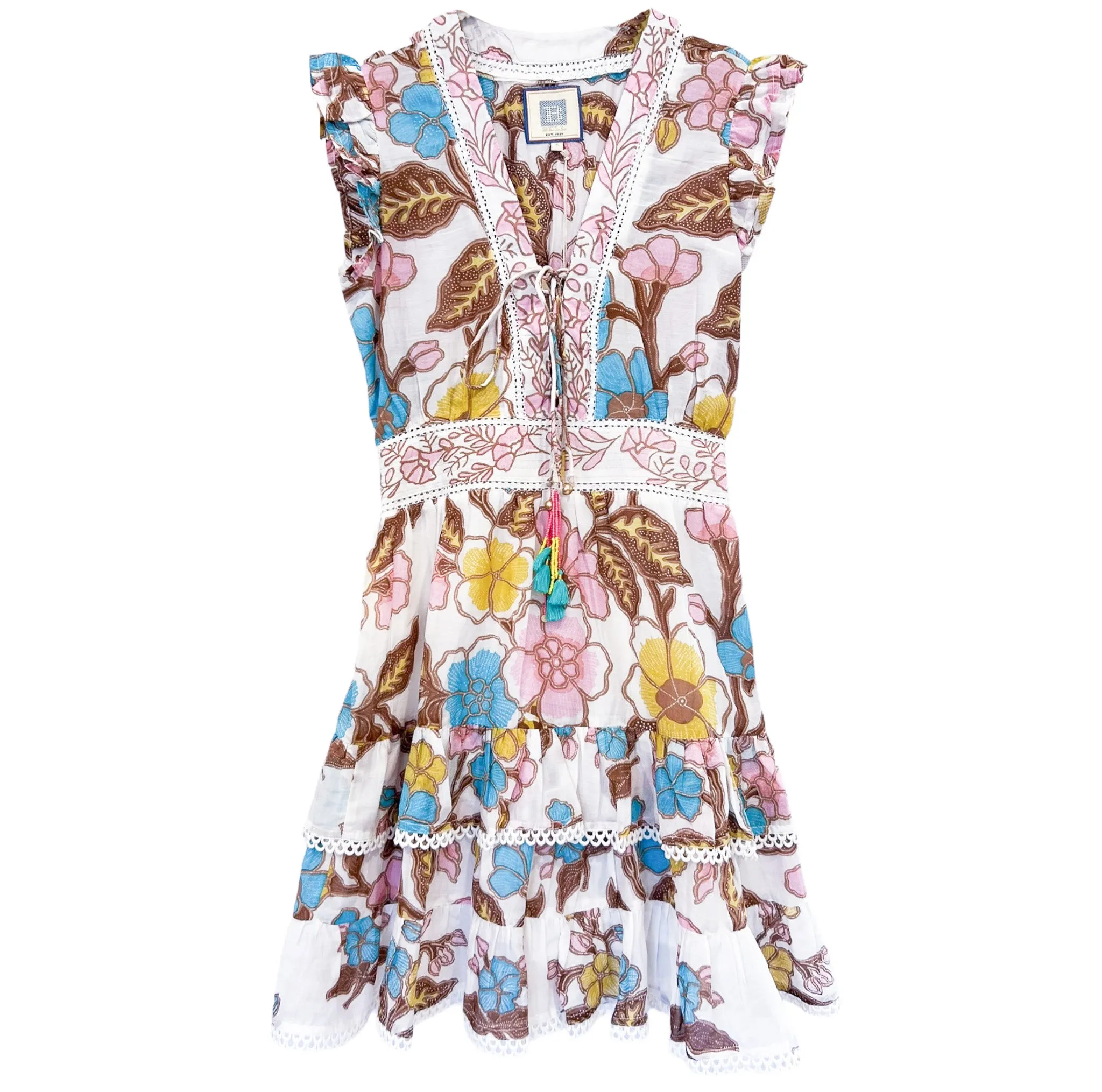 FARRAH MINI DRESS IN TURQ YELLOW FLORAL