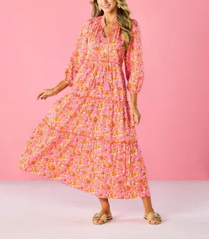 Farris Maxi Dress - Pink & Orange by Mud Pie