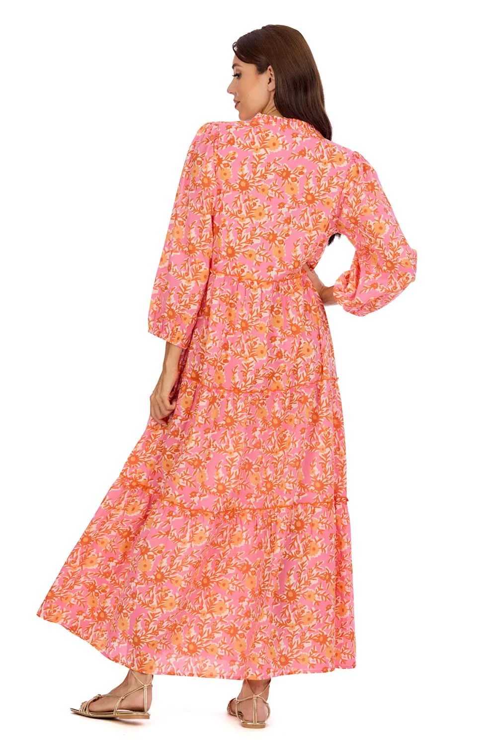 Farris Maxi Dress - Pink & Orange by Mud Pie