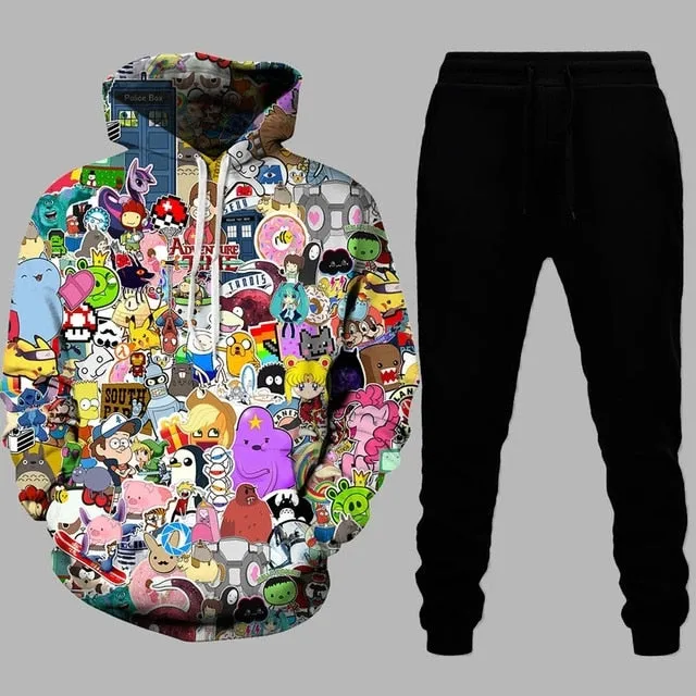 Fashion 3D Hoodies Suits Men Sweatshirt