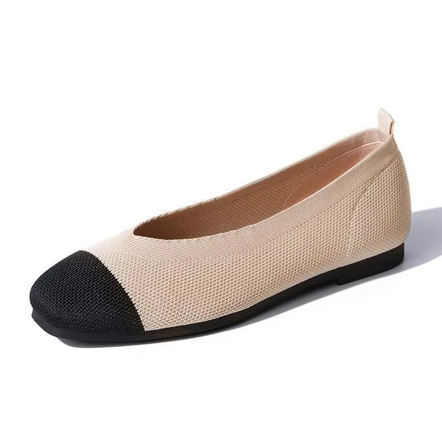 Fashion Ladies Shoes  Falt Shoes Woman Knitting High Quality Black Breathable Women Loafers