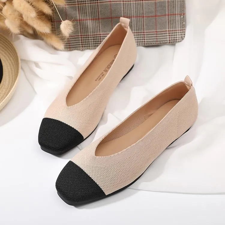 Fashion Ladies Shoes  Falt Shoes Woman Knitting High Quality Black Breathable Women Loafers