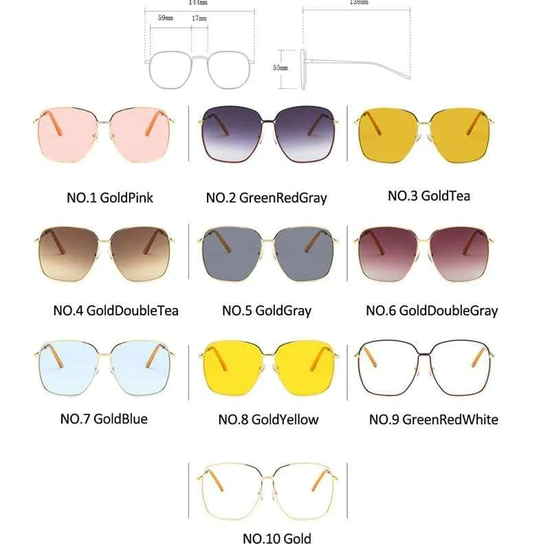 Fashion Metal Women Sunglasses Mirror Classic Large frame Retro Street Beat Glasses Travel