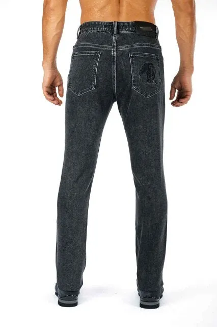 Fashion Middle waist embroidery zipper Jeans