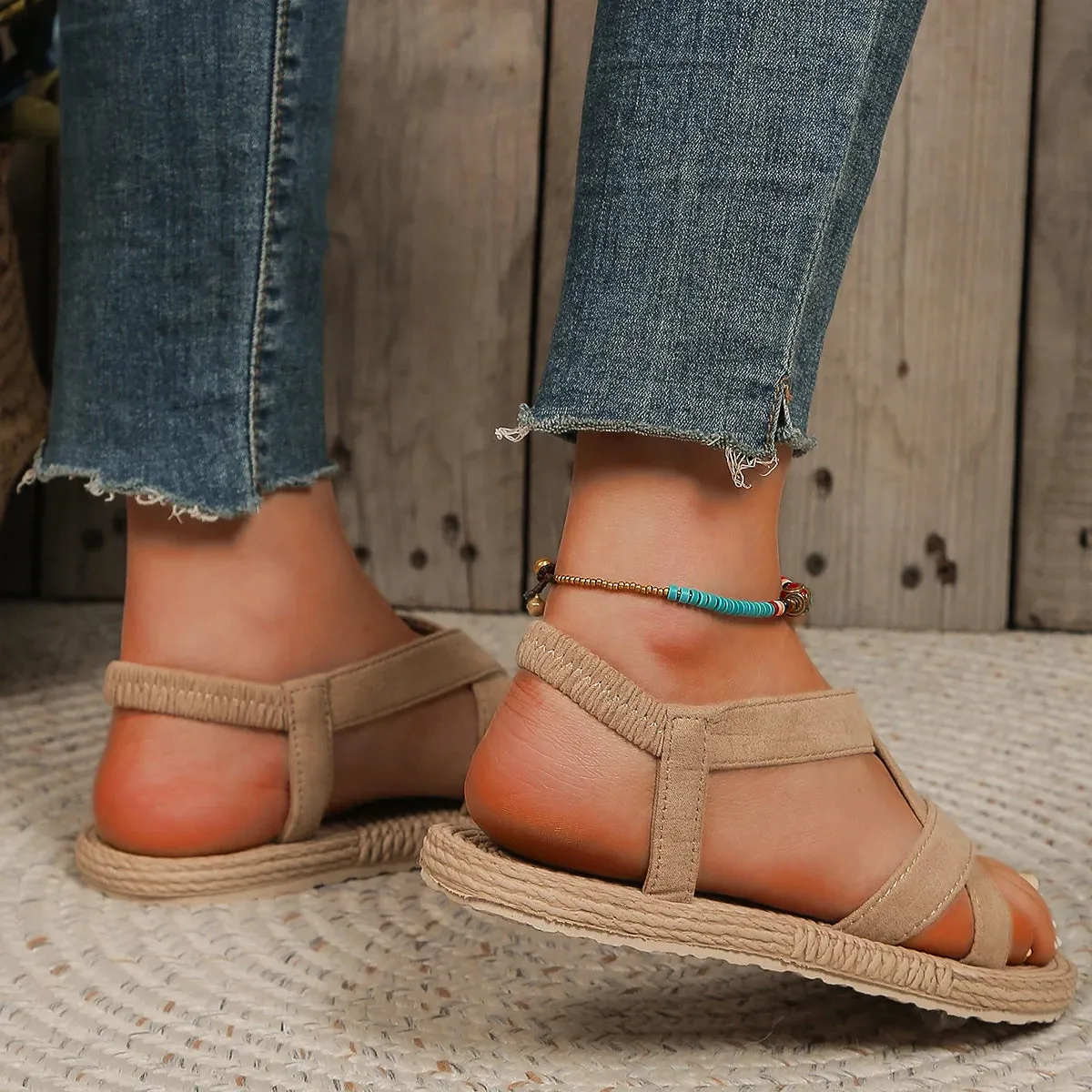 Fashion Solid Color Sandals - Trendy Anti-Slip, Wear-Resistant, Soft-Soled Flat Sandals for Women