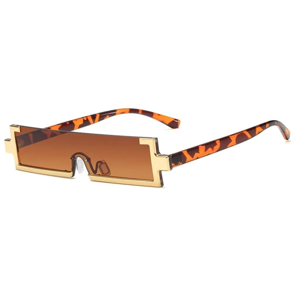 Fashion Square Small  Retro Vintage One Piece Rimless Sun Glasses