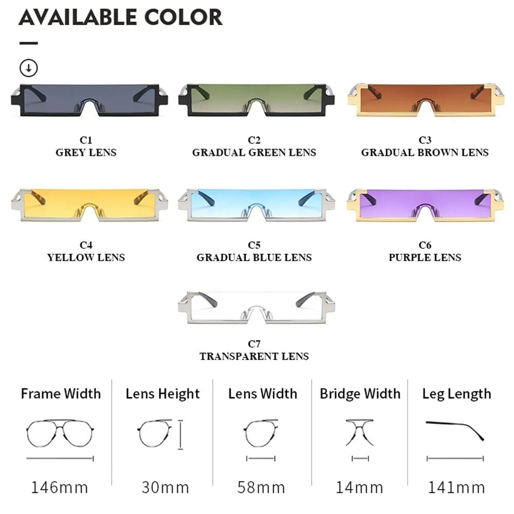 Fashion Square Small  Retro Vintage One Piece Rimless Sun Glasses