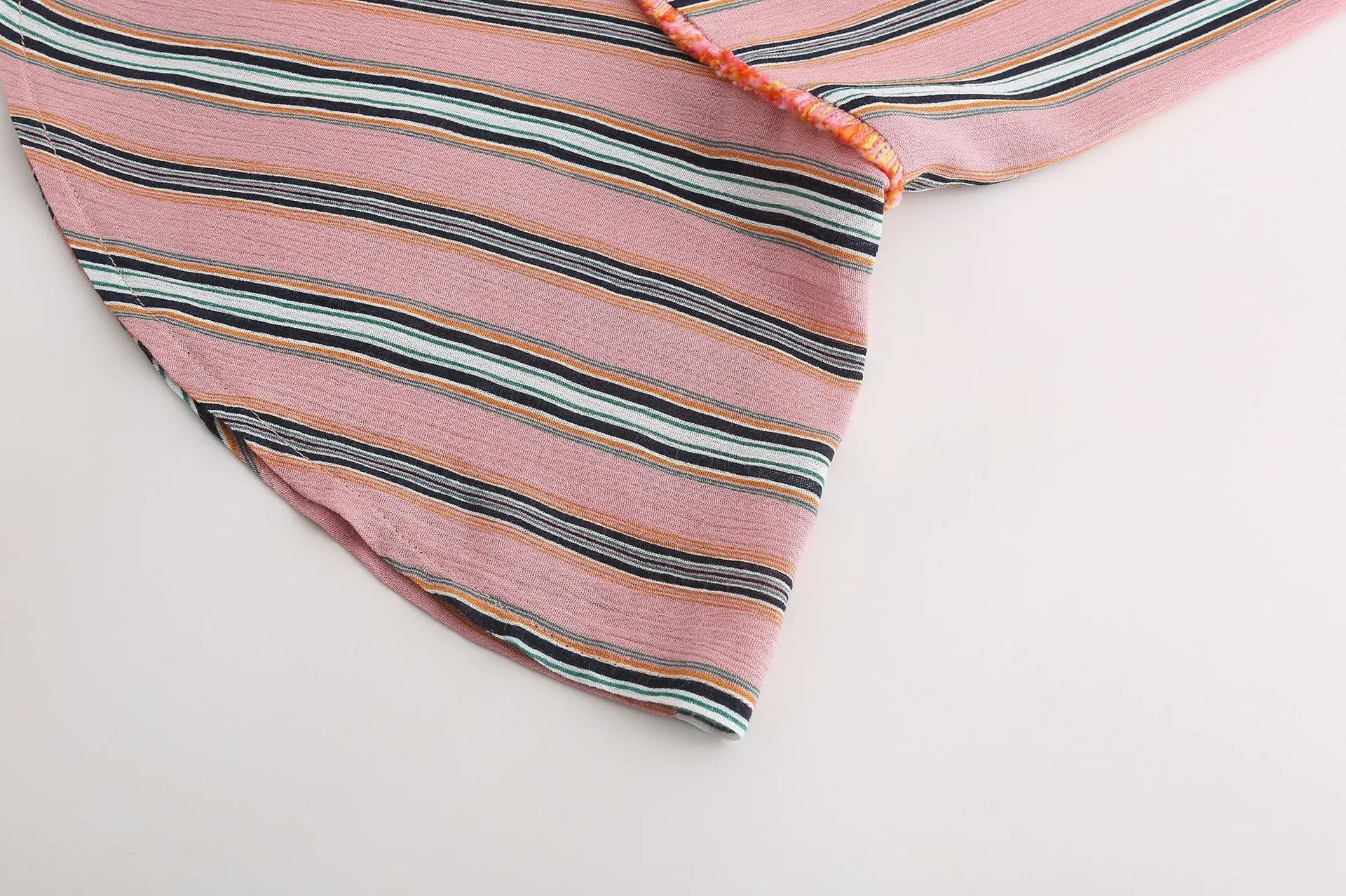 Fashion V-neck Striped Sling Ruffled Dress