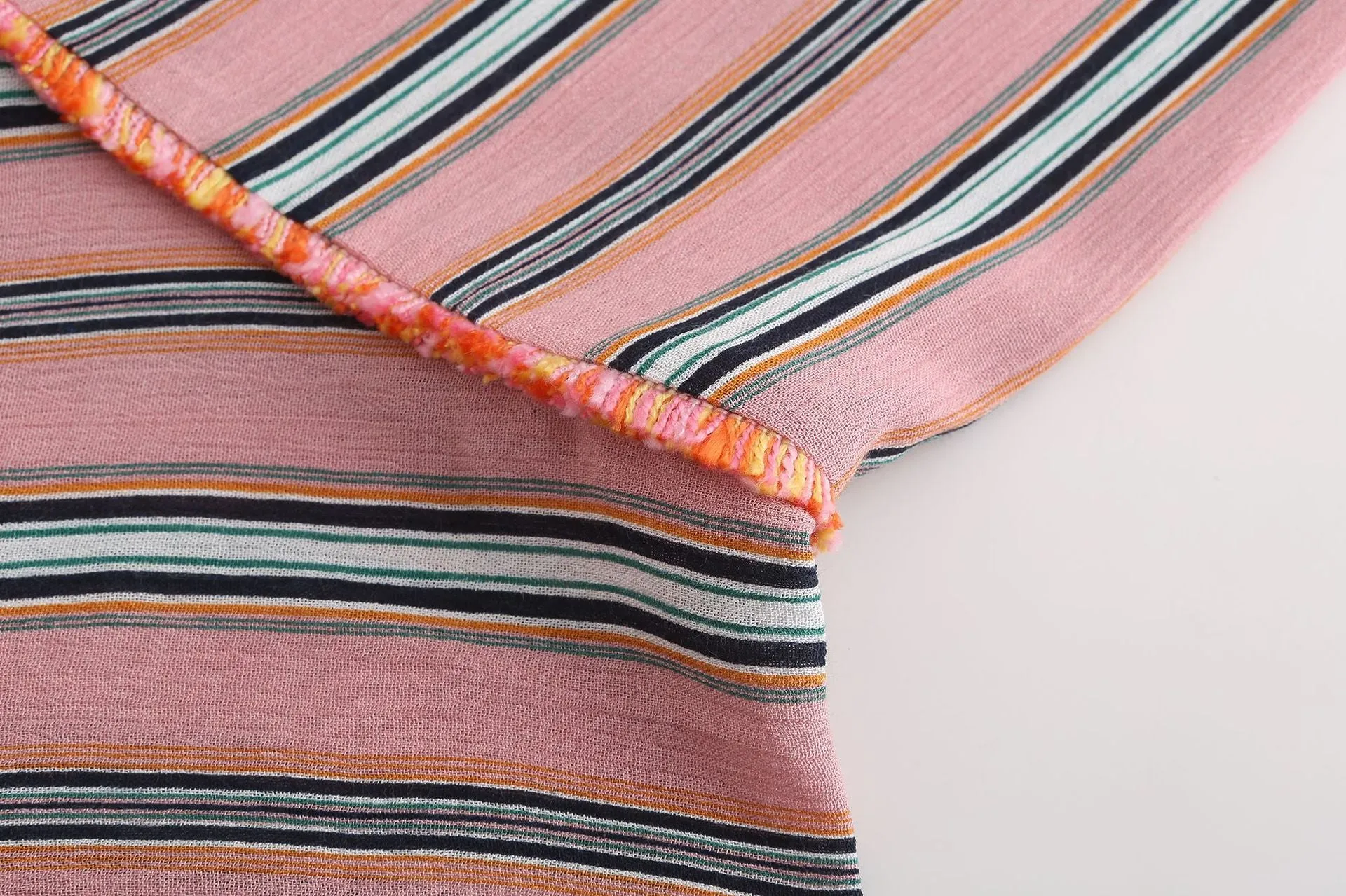 Fashion V-neck Striped Sling Ruffled Dress