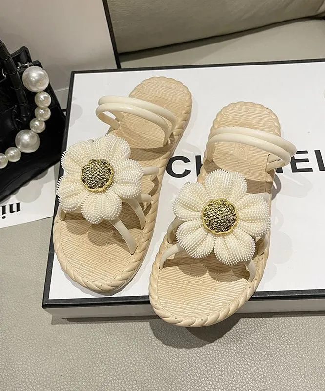 Fashionable Black Floral Roman Slide Sandals Soft Soles