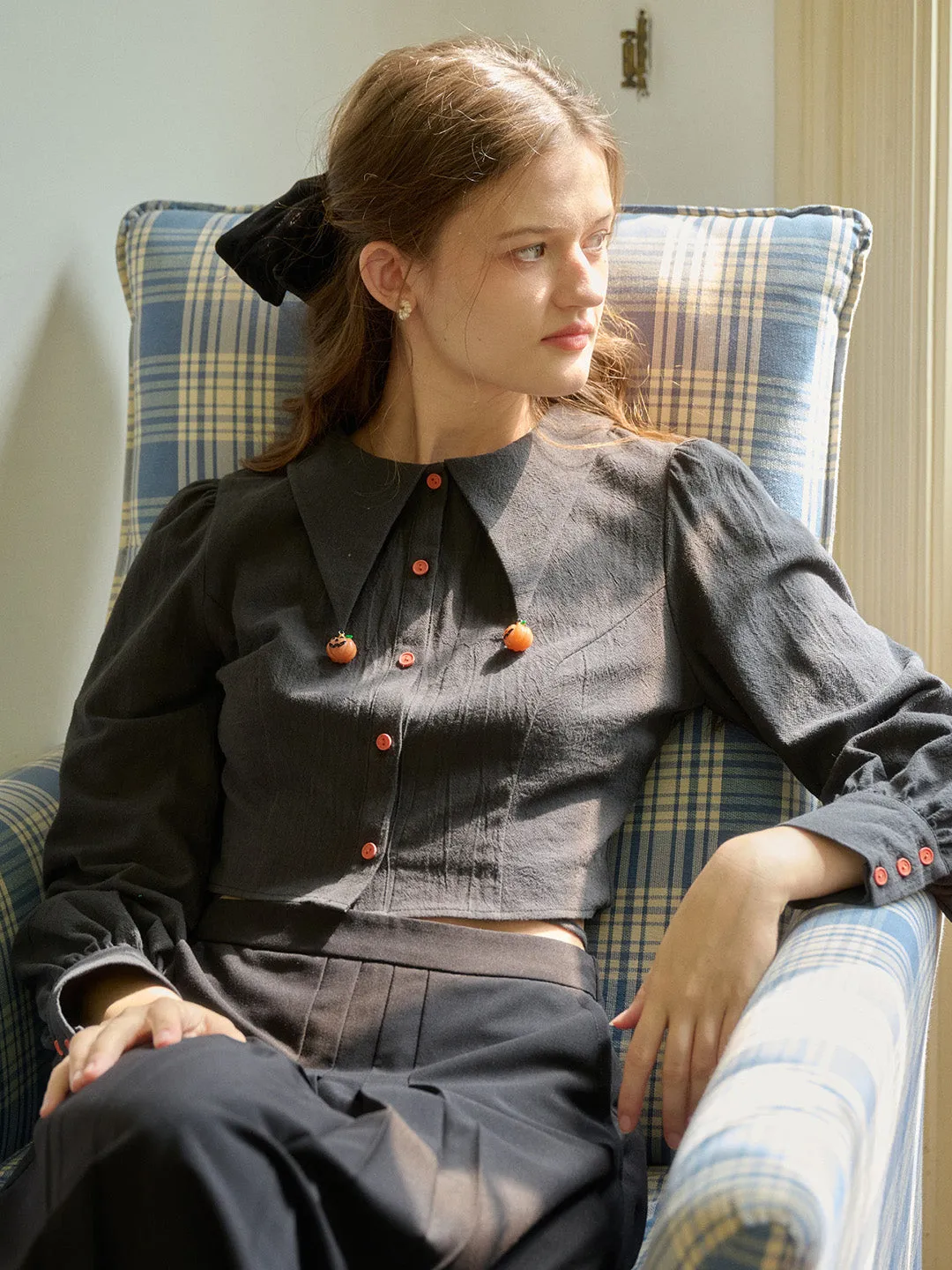 【Final Sale】Giuliana Round Neck Halloween Collision Pumpkin Chapter Shirt