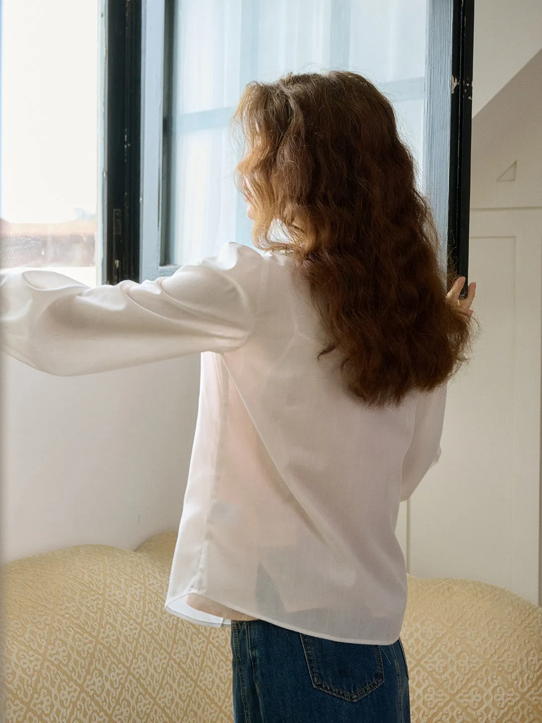【Final Sale】Maren Peter Pan Collar Floral Embroidery Blouse