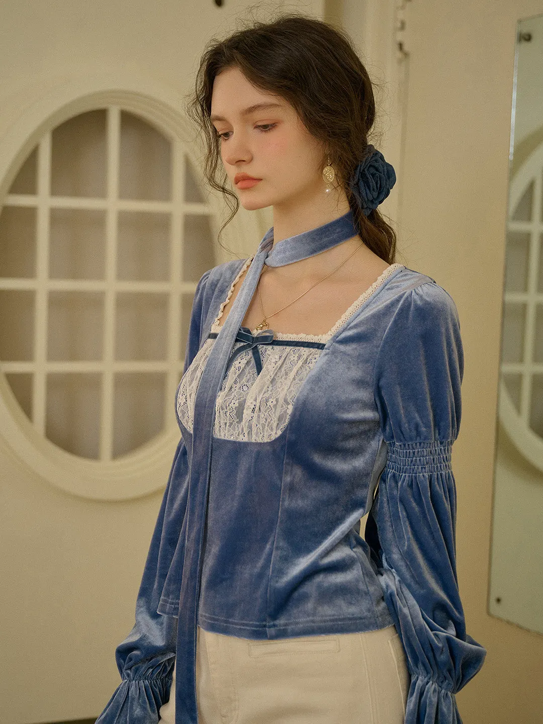 【Final Sale】Nicolette Square Neck Bow Boluse