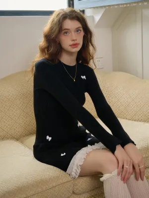 【Final Sale】Rhea Round Neck Bow Knit Dress