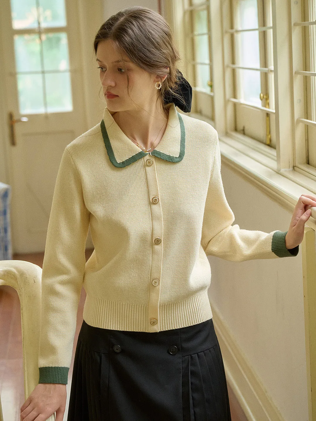 【Final Sale】Stella Peter Pan Collar Knit Cardigan