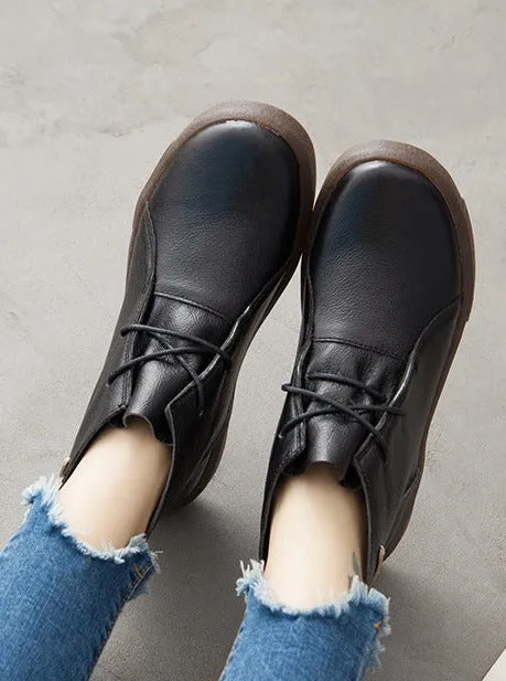 Flat Retro Short Boots Fleece Warm Mid-heel Casual Women's Shoes