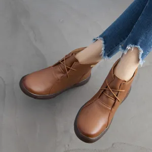 Flat Retro Short Boots Fleece Warm Mid-heel Casual Women's Shoes