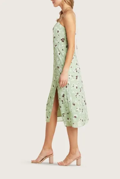 Floral Midi Dress - Pistachio FINAL SALE