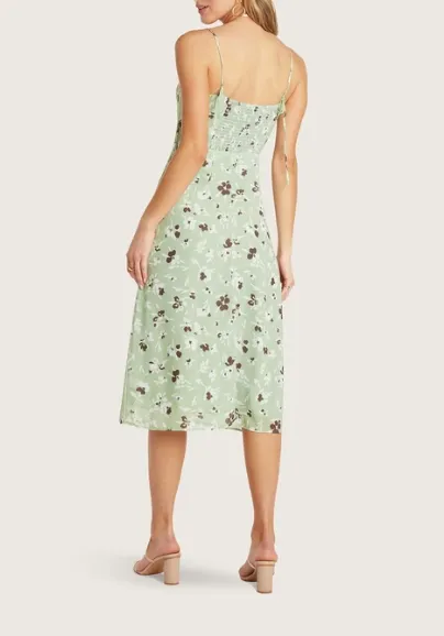 Floral Midi Dress - Pistachio FINAL SALE
