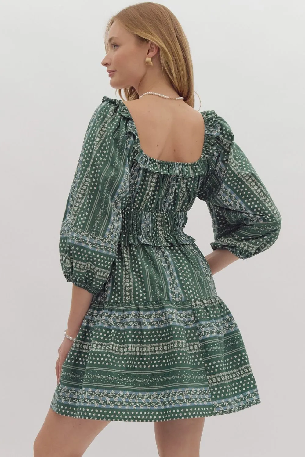 Floral Tie Mini Dress {Forest}