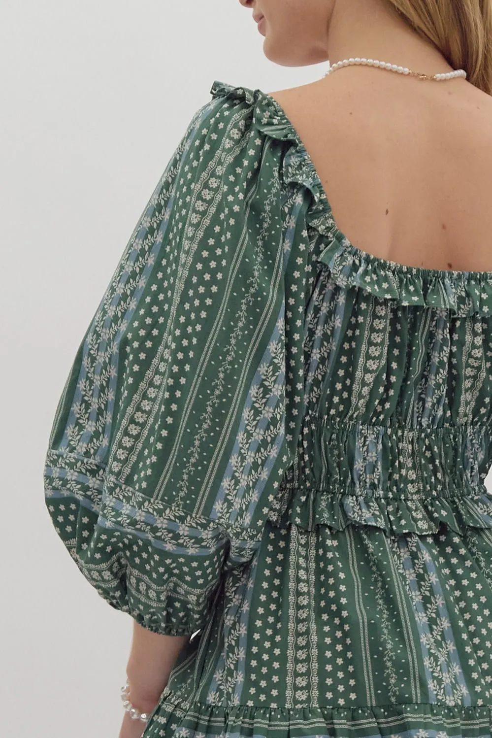 Floral Tie Mini Dress {Forest}