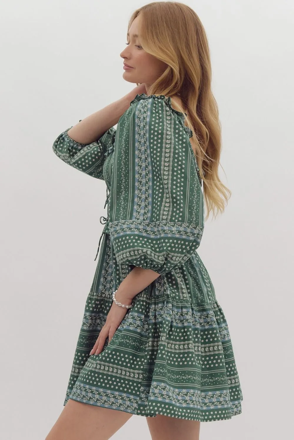 Floral Tie Mini Dress {Forest}