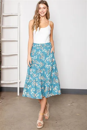 Floral Tiered Pull on Skirt