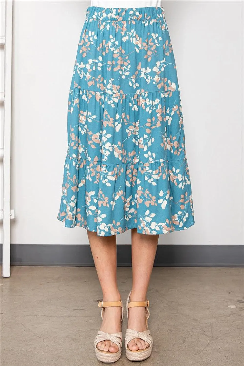 Floral Tiered Pull on Skirt