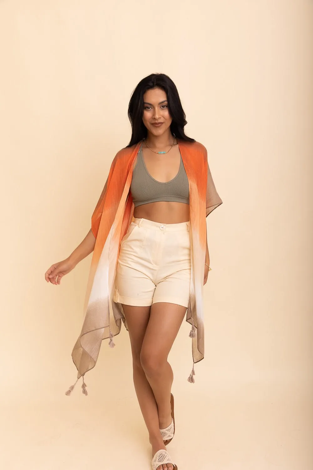 Flowy Lightweight Orange Kimono Duster