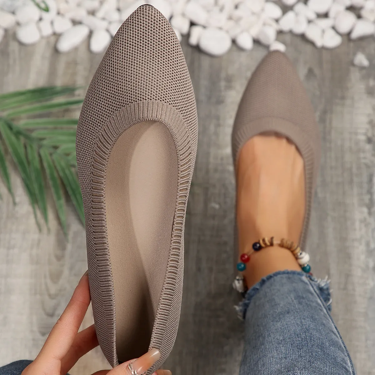 Fly Knit Fabric Low-top Flats