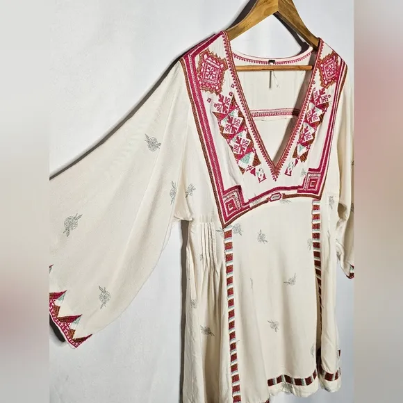 Free People Tulum Mini Dress With Bell Sleeves