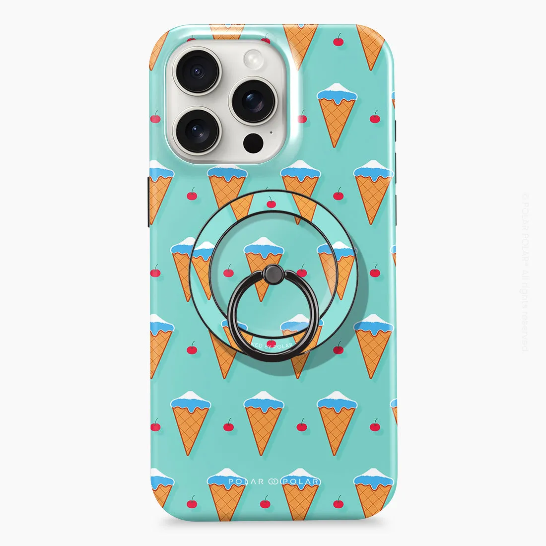 Fujisan Lake Blue Ice Cream - Black MagSafe Phone Grip and Ring Holder Stand