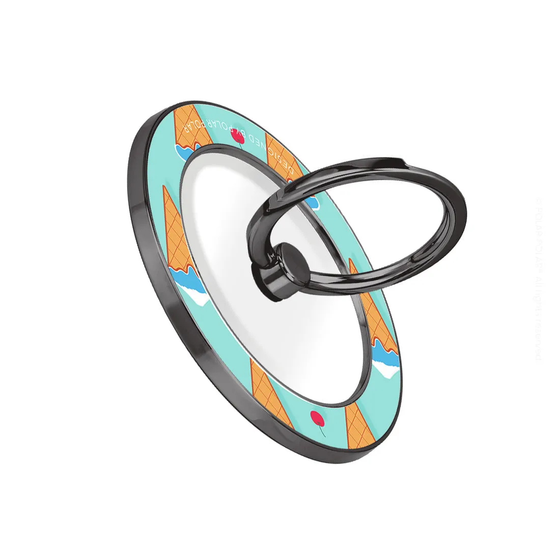 Fujisan Lake Blue Ice Cream - Black MagSafe Phone Grip and Ring Holder Stand
