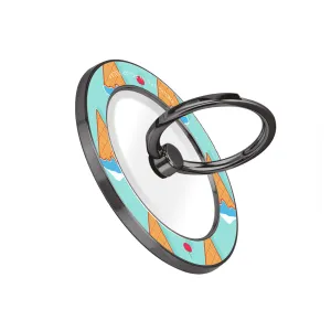 Fujisan Lake Blue Ice Cream - Black MagSafe Phone Grip and Ring Holder Stand