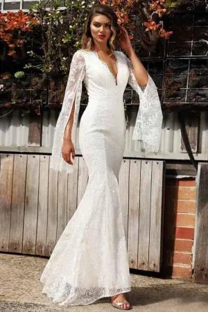 Full Length Long-Sleeved Long Elegant Dress
